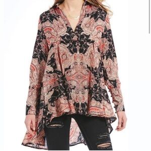Free People FIELDS OF BUTTERFLIES Tunic Top Shirt Women's Size XS OB890626
